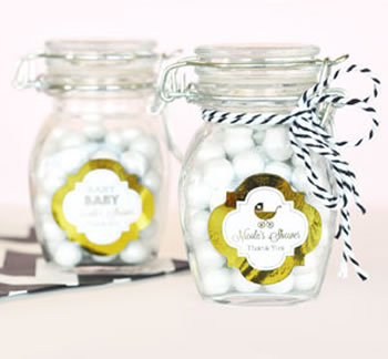 Personalized Metallic Foil Glass Jar with Swing Top Lid - Baby SMALL