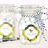 Personalized Metallic Foil Glass Jar with Swing Top Lid - Baby SMALL