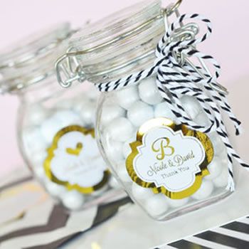 Personalized Metallic Foil Glass Jar with Swing Top Lid - Baby MINI - Nice  Price Favors