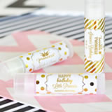 Personalized Metallic Foil Lip Balm Tubes - Birthday