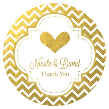 Personalized Metallic Foil Round Favor Labels - Wedding