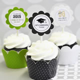 Graduation Cupcake Wrappers & Cupcake Toppers (Set of 24)