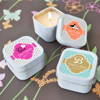 Personalized Square Candle Tin Favors