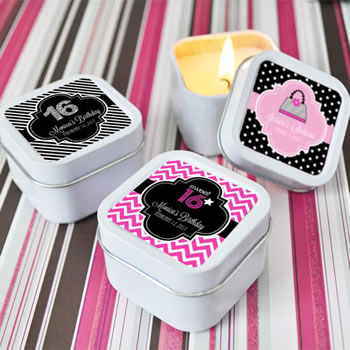 Sweet Sixteen (or 15) Square Candle Tins