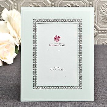 White Glass Frame with Silver