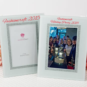 Silk-Screened personalized White Glass Frame with Silver
