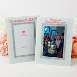 Silk-Screened personalized White Glass Frame with Silver