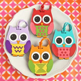 Owl Design Luggage Tags: Four Assorted 24 piece display box