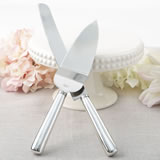 Simple elegance classic silver stainless steel cake knife set