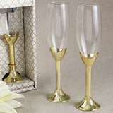 Champagne flute with gold plated poly resin stem