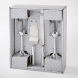 Silver 4 piece glass and server set