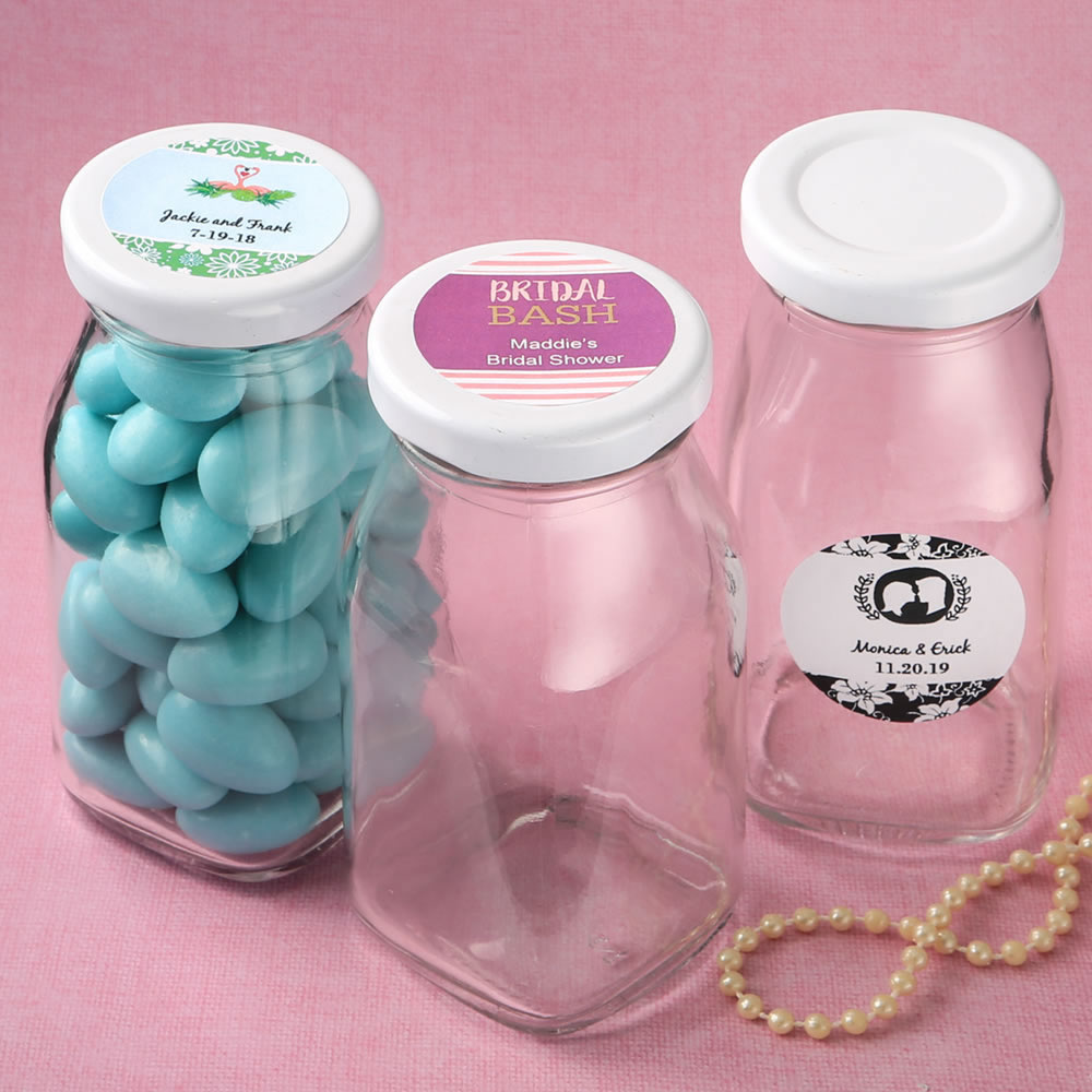 Personalized expressions medium size glass vintage milk bottle - wedding