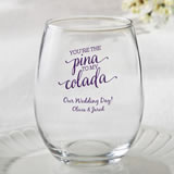 Personalized 9 oz Stemless Wine Glasses From Fashioncraft - tropical design