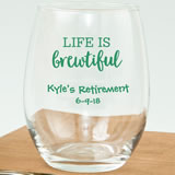 Personalized 15oz Stemless Wine Glasses - Celebration Design