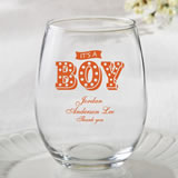 Personalized 15oz Stemless Wine Glasses - marquee design