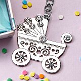 OH Baby design silver metal baby carriage key chain