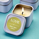 Personalized Metallic White scented  travel  Candle Tin