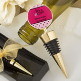 Personalized expressions collection gold metal wine bottle stopper with a gold metal round top