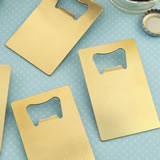 perfectly plain collection - credit card brushed gold stainless steel bottle opener