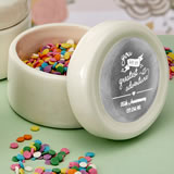 Personalized Metallic Ceramic  jar with epoxy dome