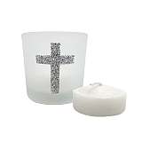 Religious Silver Cross Themed Candle Favors