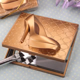 Gold high heel shoe design compact mirror