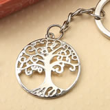 Silver tree of life and family key chain