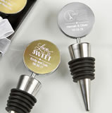 Silver wine bottle stoppers from our Personalized Metallics Collection