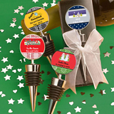 <em>Personalized</em> Wine  Bottle Stopper Favors - Holiday Themed