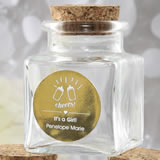 Baby Shower Personalized Metallics Collection square clear glass treat jar