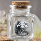 Anniversary, Birthday Personalized Metallics Collection square clear glass treat jar