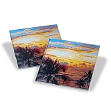 Set of 2 glass coaster favors - sunset beach design