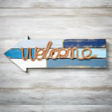 Welcome arrow wood plaque with rope from gifts by fashioncraft