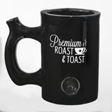 Premium roast & Toast Mug - shiny black with White print