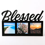 Memorial Blessed metal frame - 3 openings - black