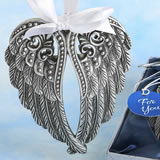 Religious Angel themed ornament / Silver angel wings design ornament with a pewter finish