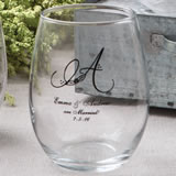 15oz Stemless wine glasses from Fashioncraft's Silkscreened Monogram Collection