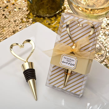 Gold heart design metal bottle stopper from fashioncraft