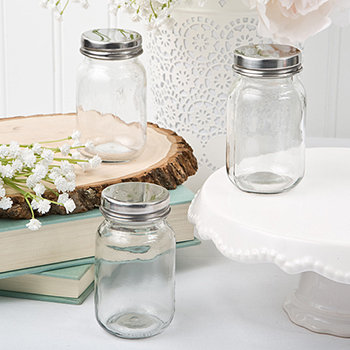 Perfectly Plain Glass mason jar with silver metal screw top