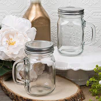 16 Ounce Perfectly Plain Glass Mason Jar with Handle  from Fashioncraft