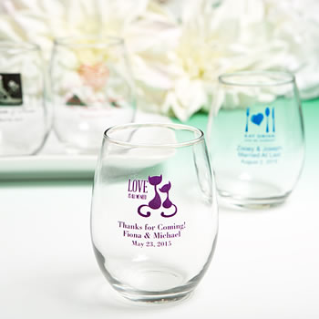 Personalized 9 oz. Stemless Champagne Glass - Wedding