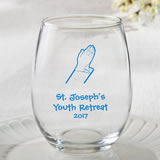 Religious Personalized Stemless Wine Glass Wedding Favors- 9 Ounce