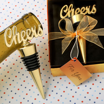 Cheers gold bottle stopper from fashioncraft