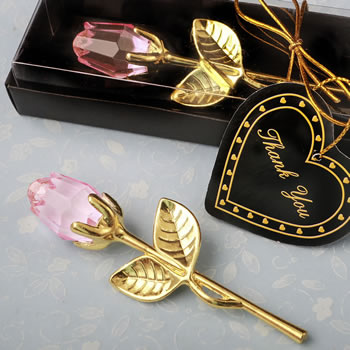 Choice Crystal Gold long stem pink Rose from fashioncraft
