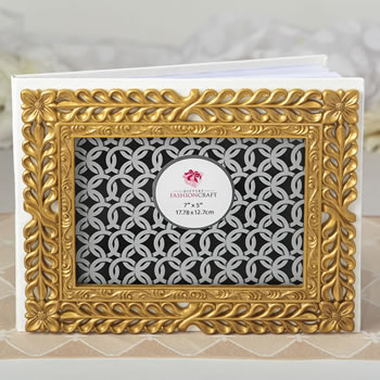 Gold lattice botanical collection guest book