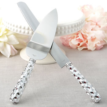 Hammered design handle Cake knife & server set from fashioncraft