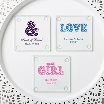 Personalized Stylish coasters from fashioncraft - marquee design