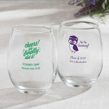 Personalized 9 oz Stemless Wine Glasses From Fashioncraft - graduation design