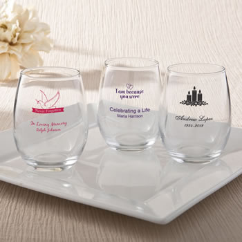 Personalized Stemless Memorial Wine Glass - 9 Ounce