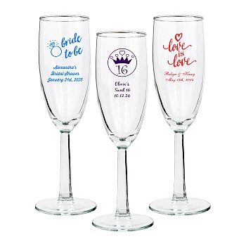 Personalized Champagne Flutes - Hexagonal Stem